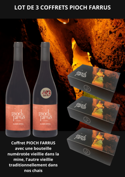 Lot de 3 coffrets PIOCH FARRUS ROUGE, AOP LANGUEDOC CABRIERES (3e coffret offert)