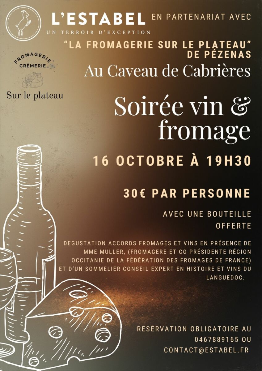 Réservation Soirée Vin & Fromage le 16.10.2026 à 19.30 h